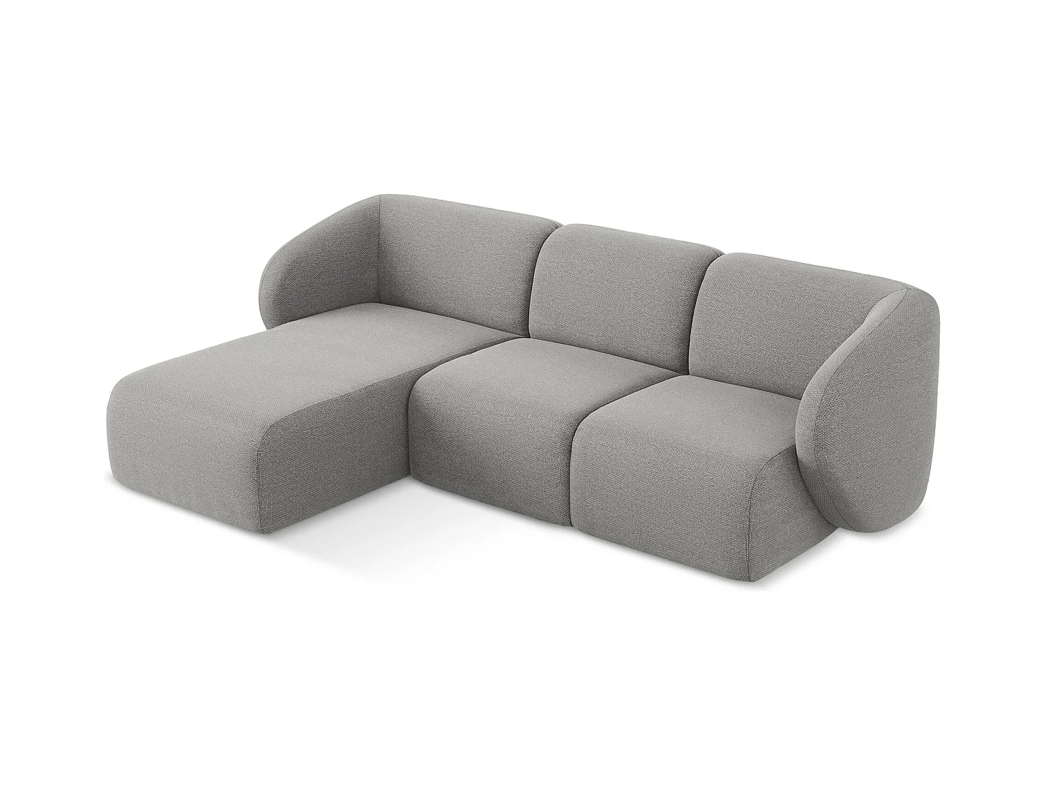 Modulaire hoekbank links van lichtgrijs bouclé - LANI