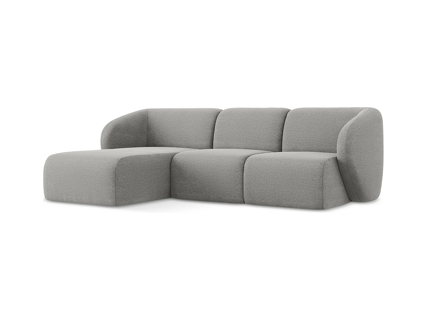 3-Sitzer Modulares Ecksofa - Ecke Links - Bouclé - Hellgrau - LANI