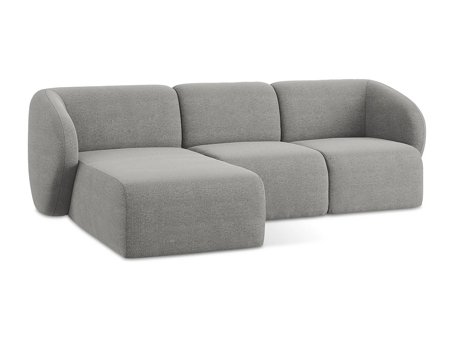 3-Sitzer Modulares Ecksofa - Ecke Links - Bouclé - Hellgrau - LANI