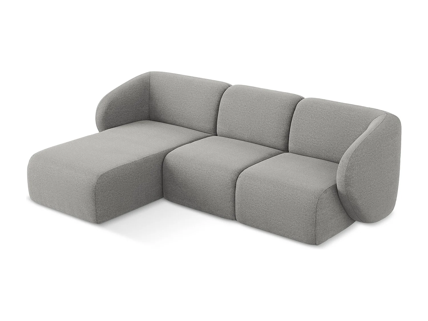 3-Sitzer Modulares Ecksofa - Ecke Links - Bouclé - Hellgrau - LANI