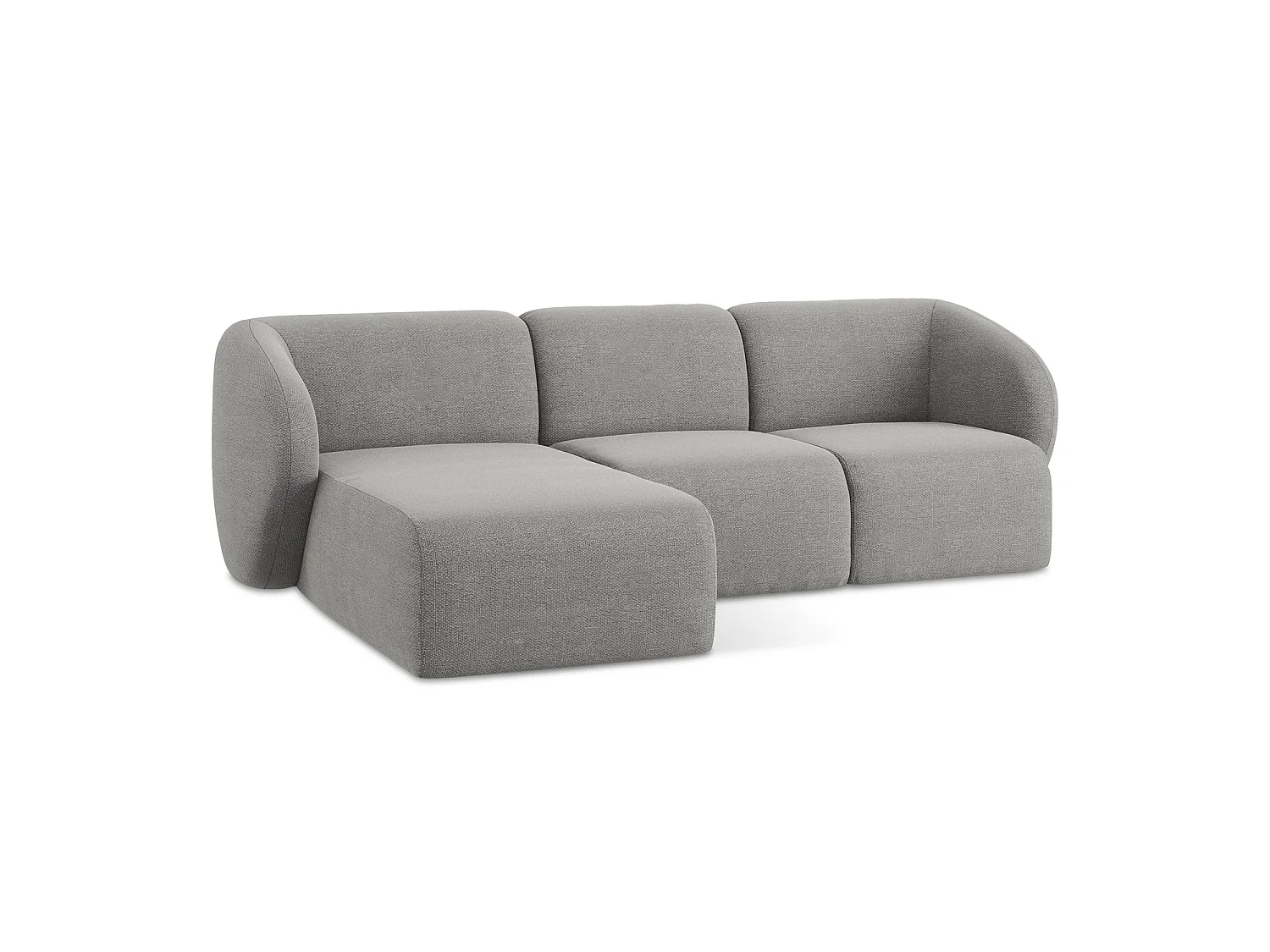 3-Sitzer Modulares Ecksofa - Ecke Links - Bouclé - Hellgrau - CERVO