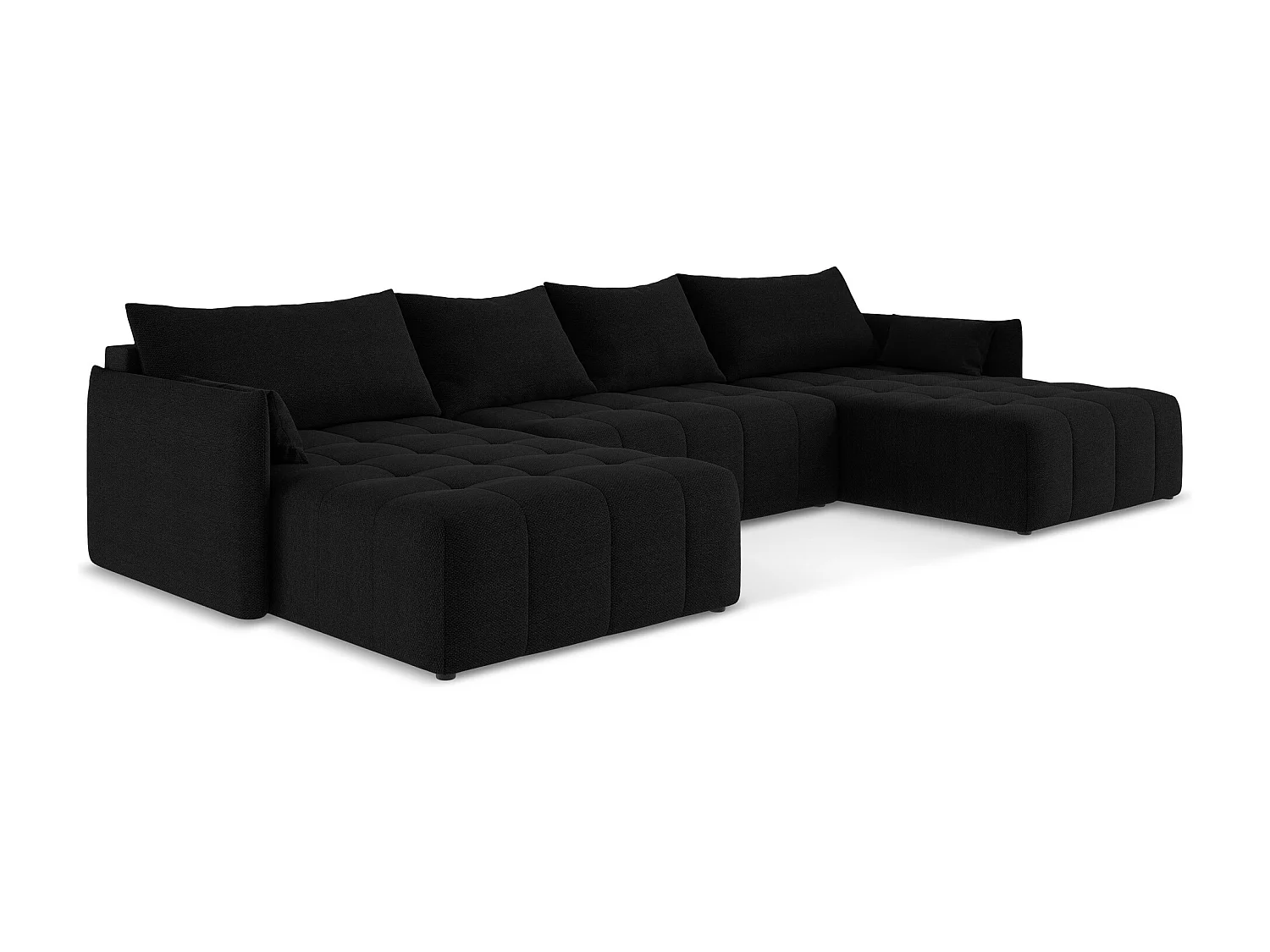 Sofa panoramiczna - z tkaniny bouclé - czarny - MOKU