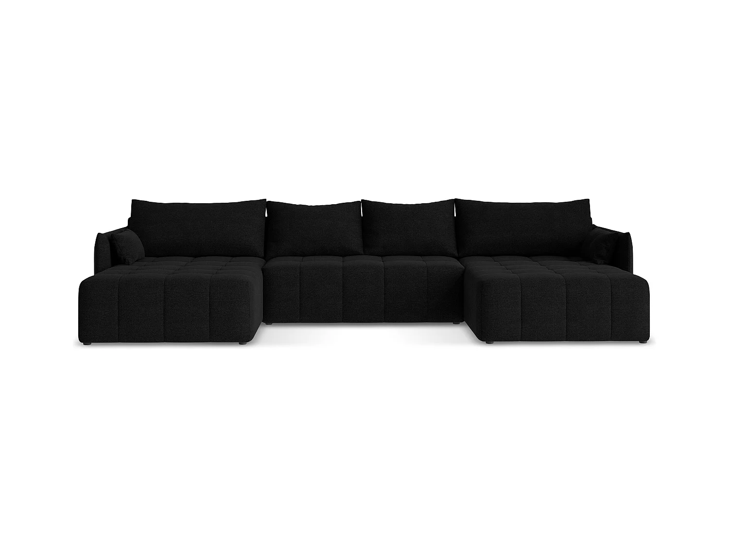 Sofa panoramiczna - z tkaniny bouclé - czarny - MOKU