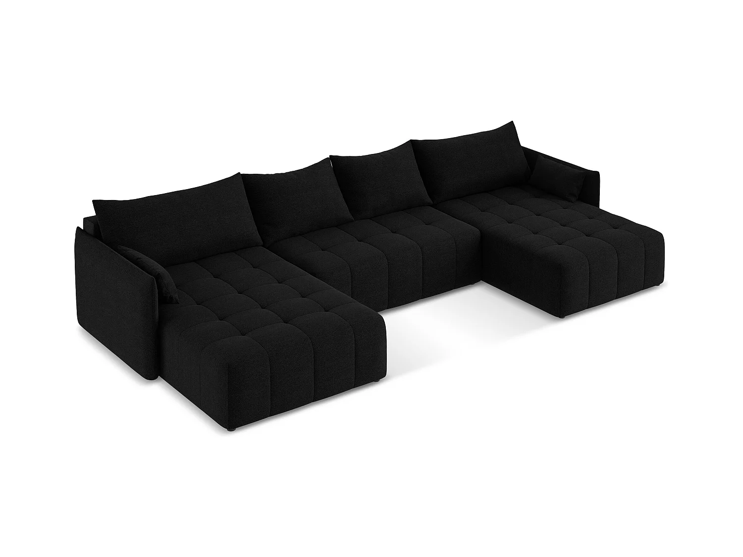 Sofa panoramiczna - z tkaniny bouclé - czarny - MOKU