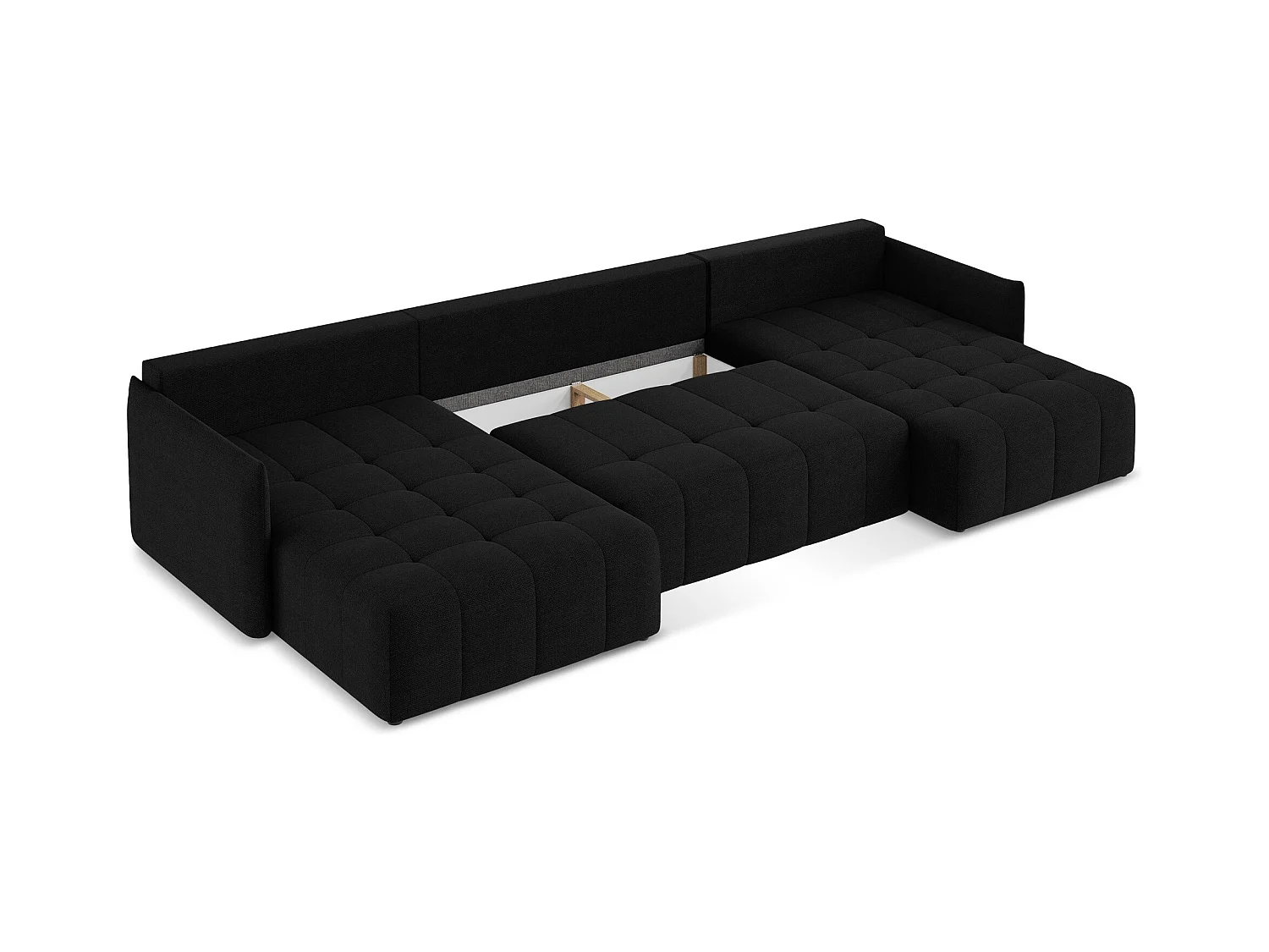 Sofa panoramiczna - z tkaniny bouclé - czarny - MOKU