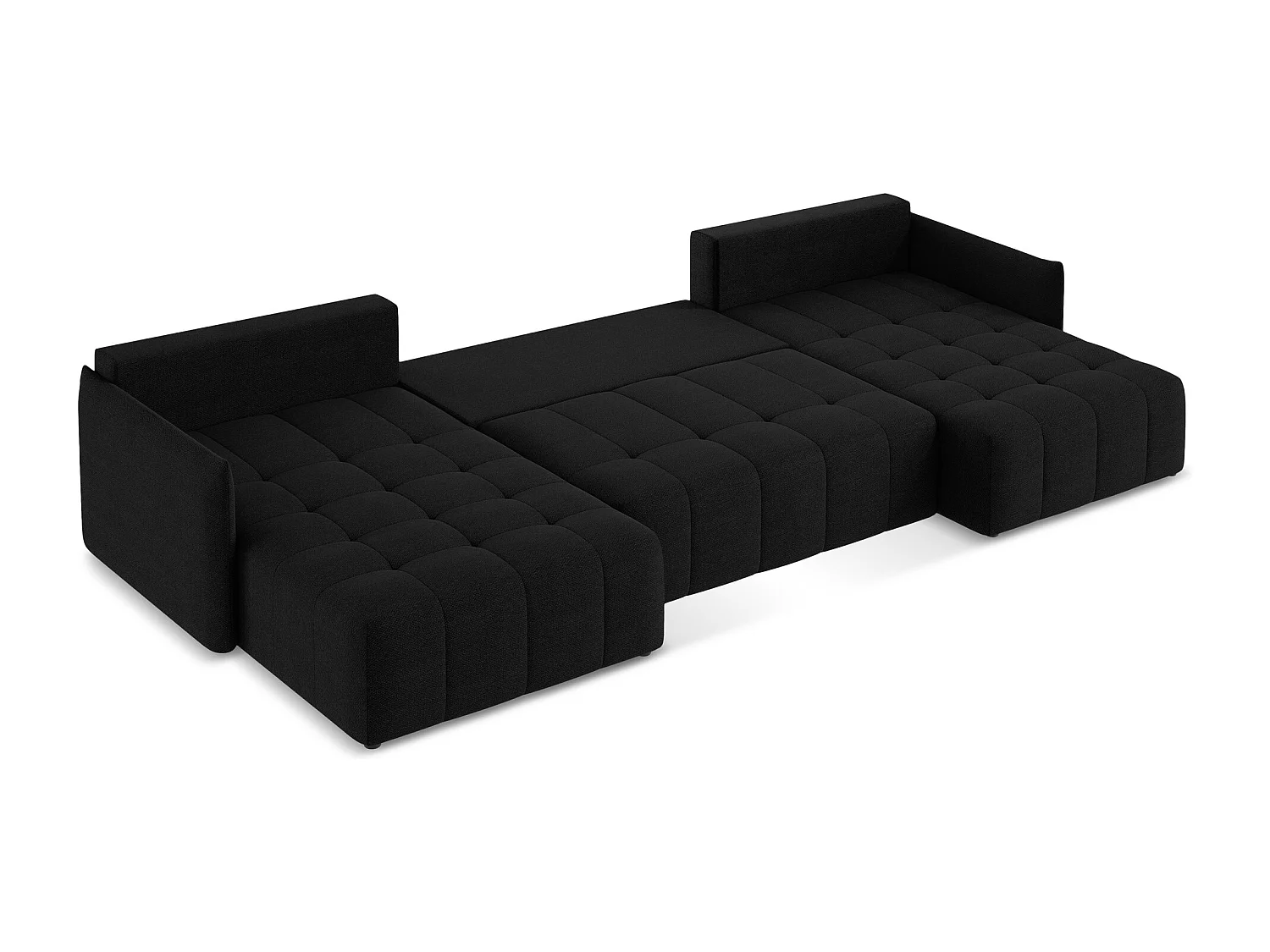 Sofa panoramiczna - z tkaniny bouclé - czarny - MOKU