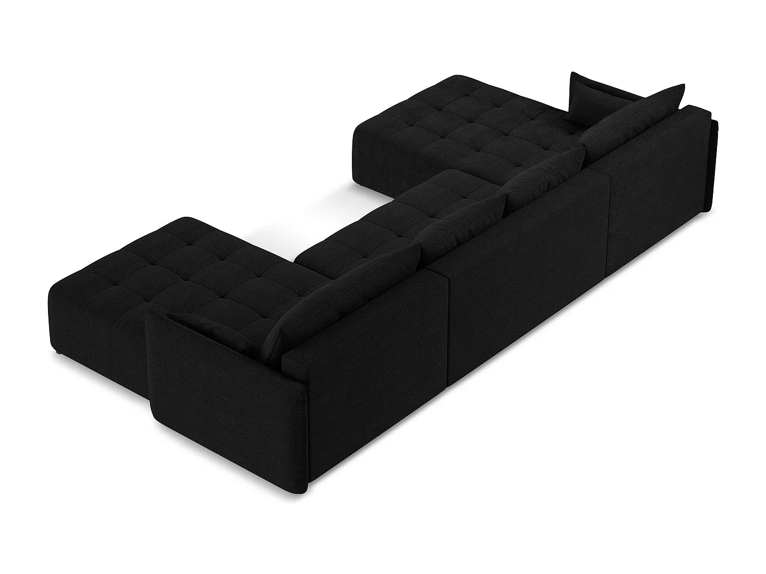 Sofa panoramiczna - z tkaniny bouclé - czarny - MOKU