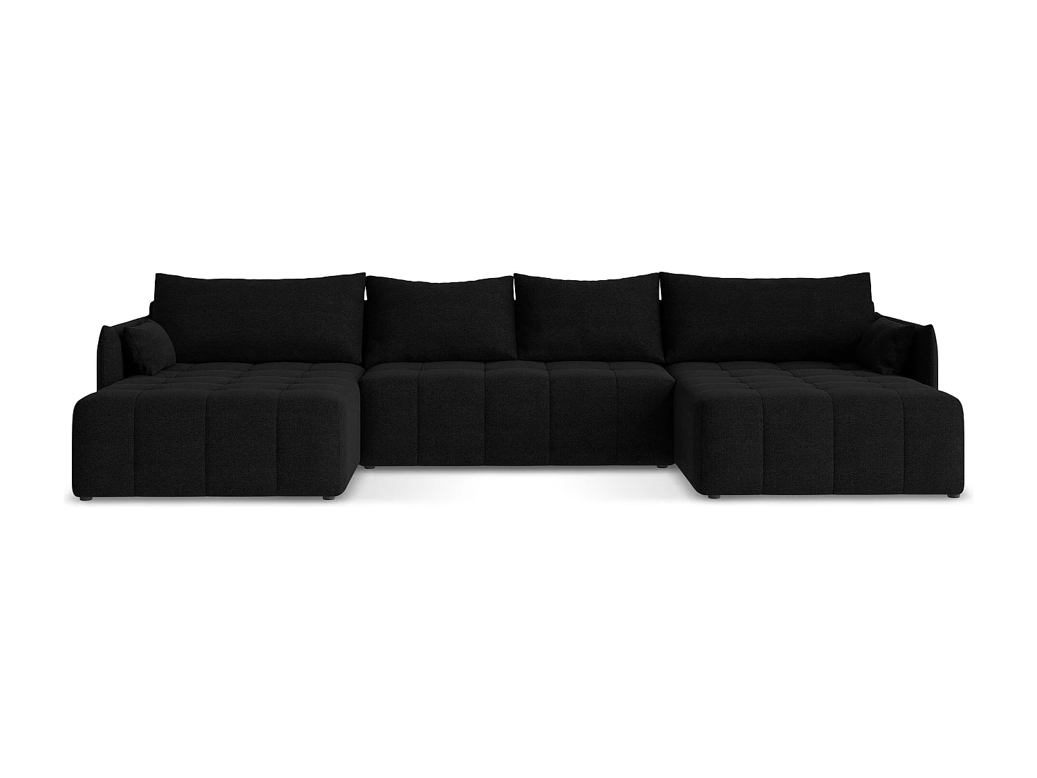 Canapé panoramique 5 places en tissu bouclette - noir - MOKU