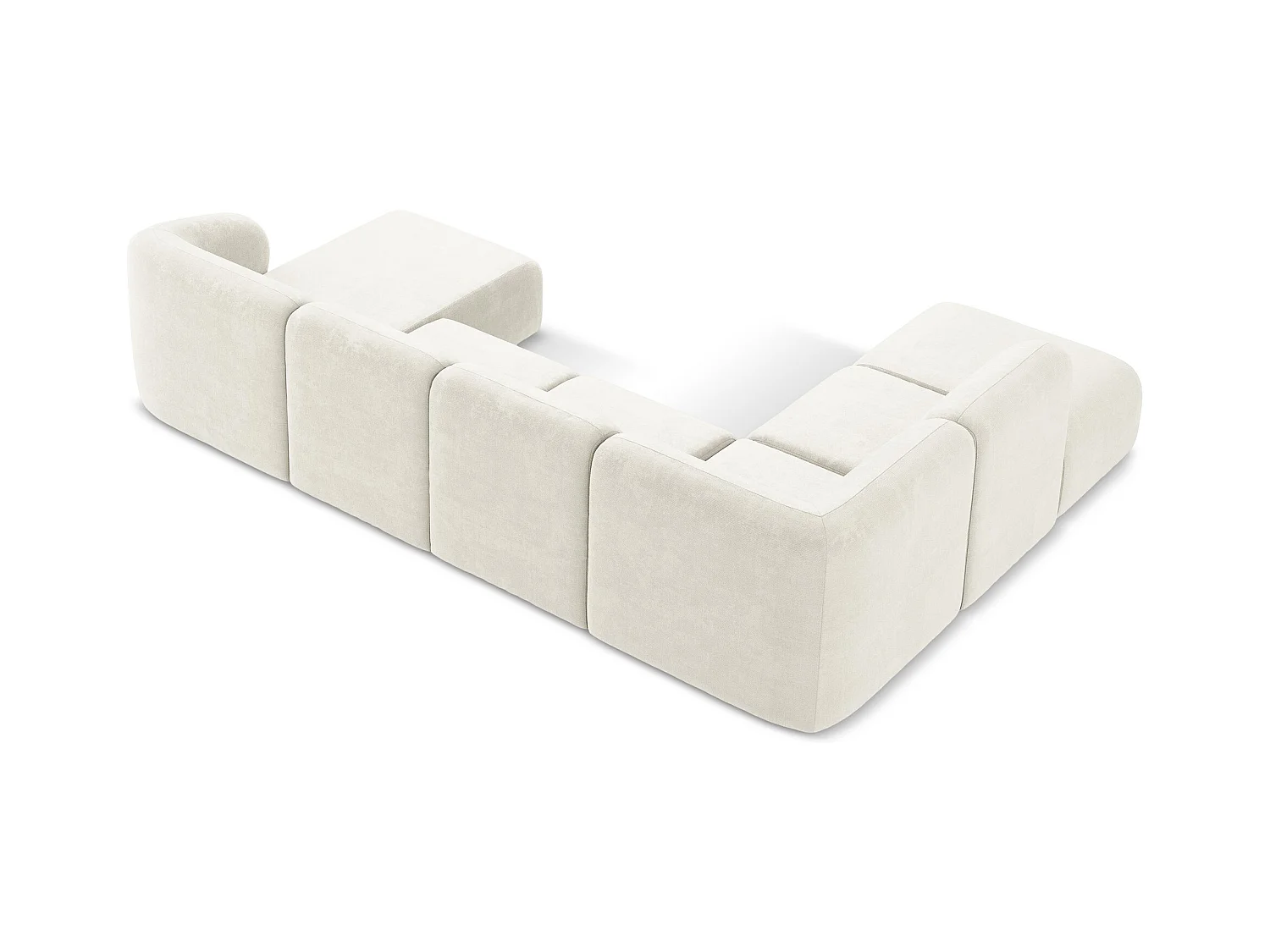 Panoramische hoekbank links van wit chenille stof - LANI