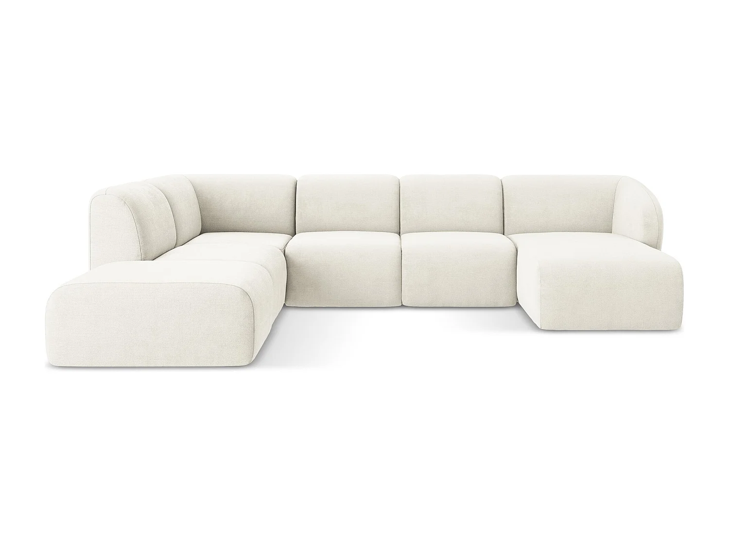 Canapé panoramique 5 places gauche en tissu chenille - blanc - LANI