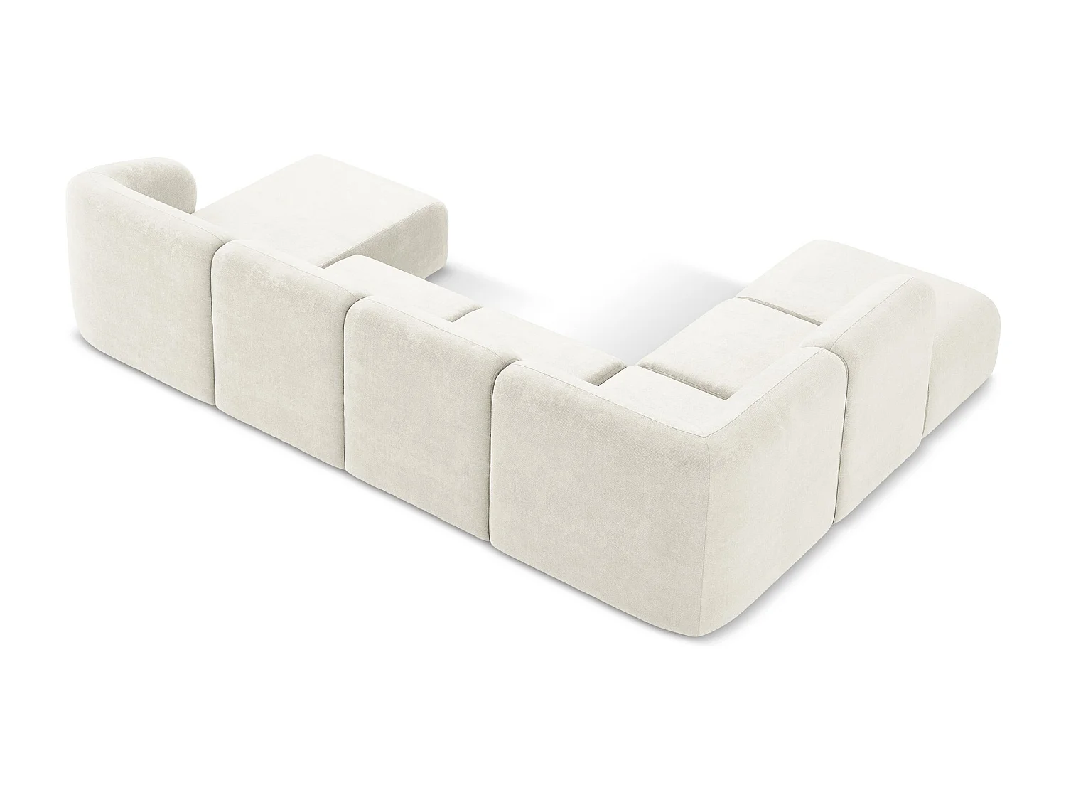 Canapé panoramique 5 places gauche en tissu chenille - blanc - LANI