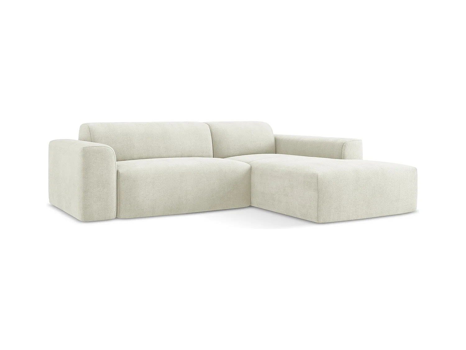 Canapé d'angle 3 places modulaire droit en tissu texturé - beige - KELI