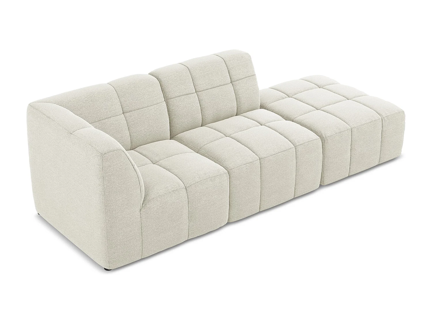 Canapé d'angle 3 places modulaire droit en tissu bouclette - sable - ALOHA