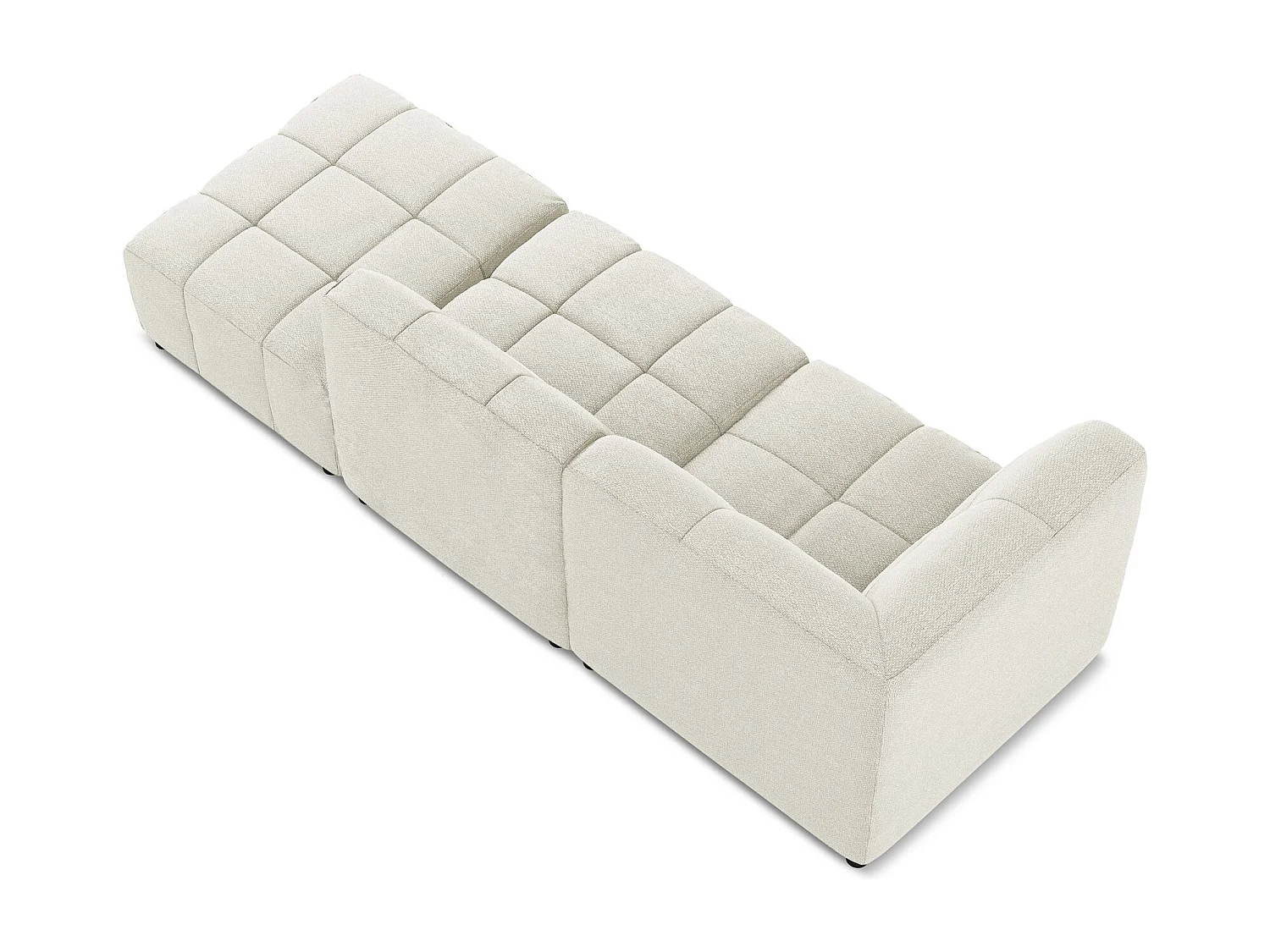 Canapé d'angle 3 places modulaire droit en tissu bouclette - sable - ALOHA