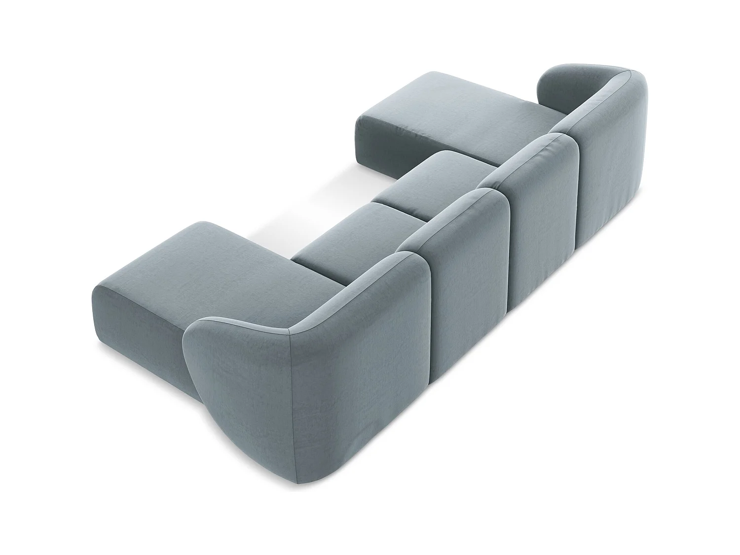 Große Wohnlandschaft - - Samt - Hellblau - LANI