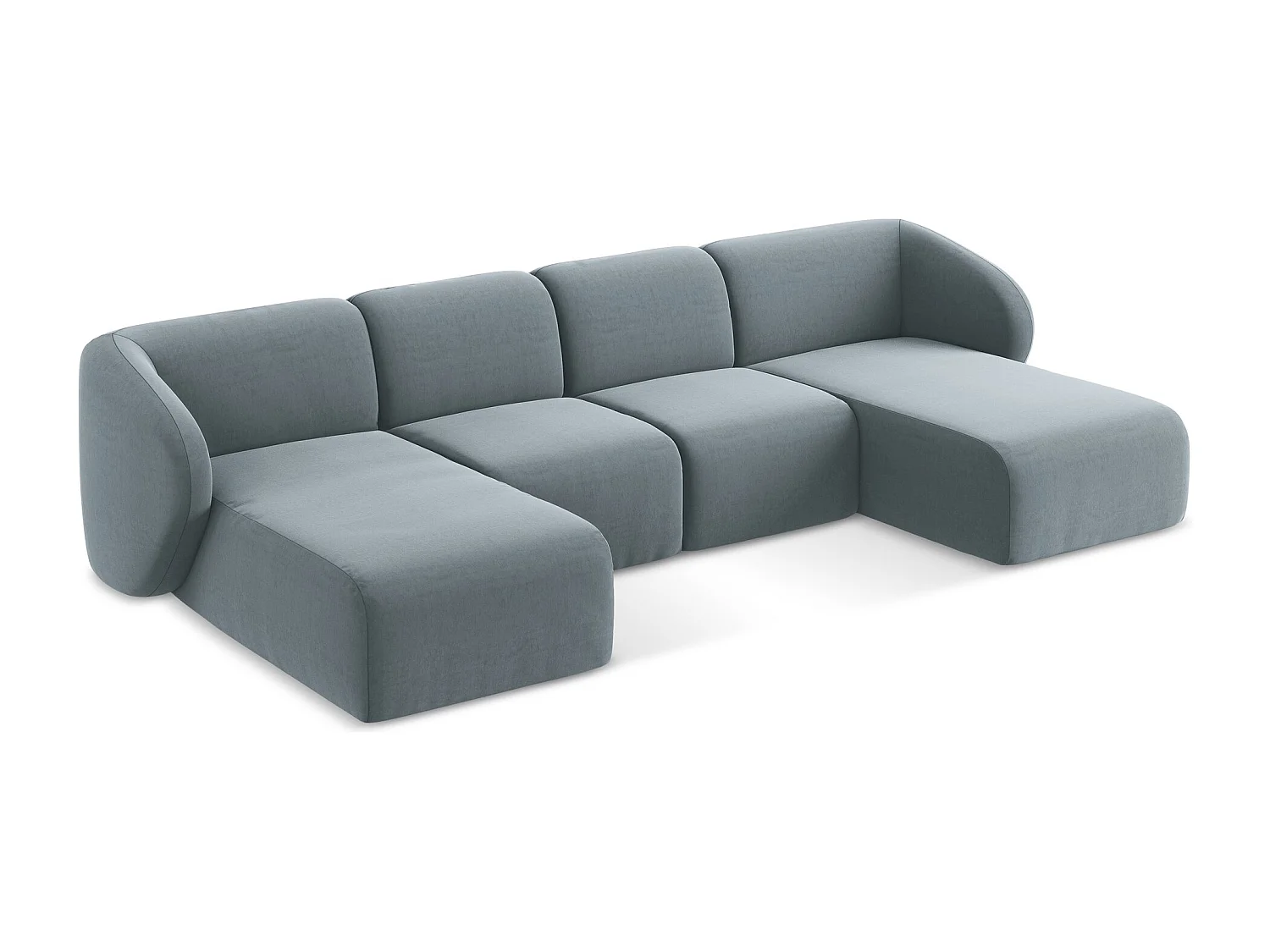 Sofa panoramiczna - z tkaniny welwetowej - jasny niebieski - LANI