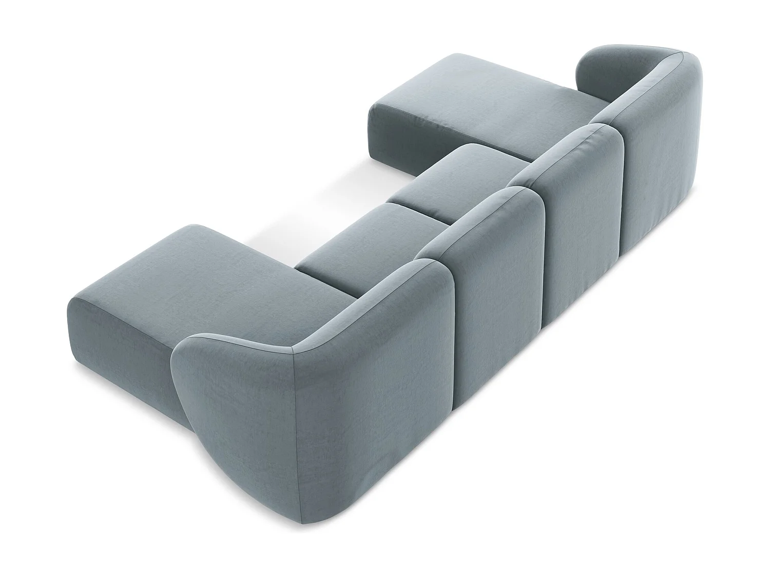 Sofa panoramiczna - z tkaniny welwetowej - jasny niebieski - LANI