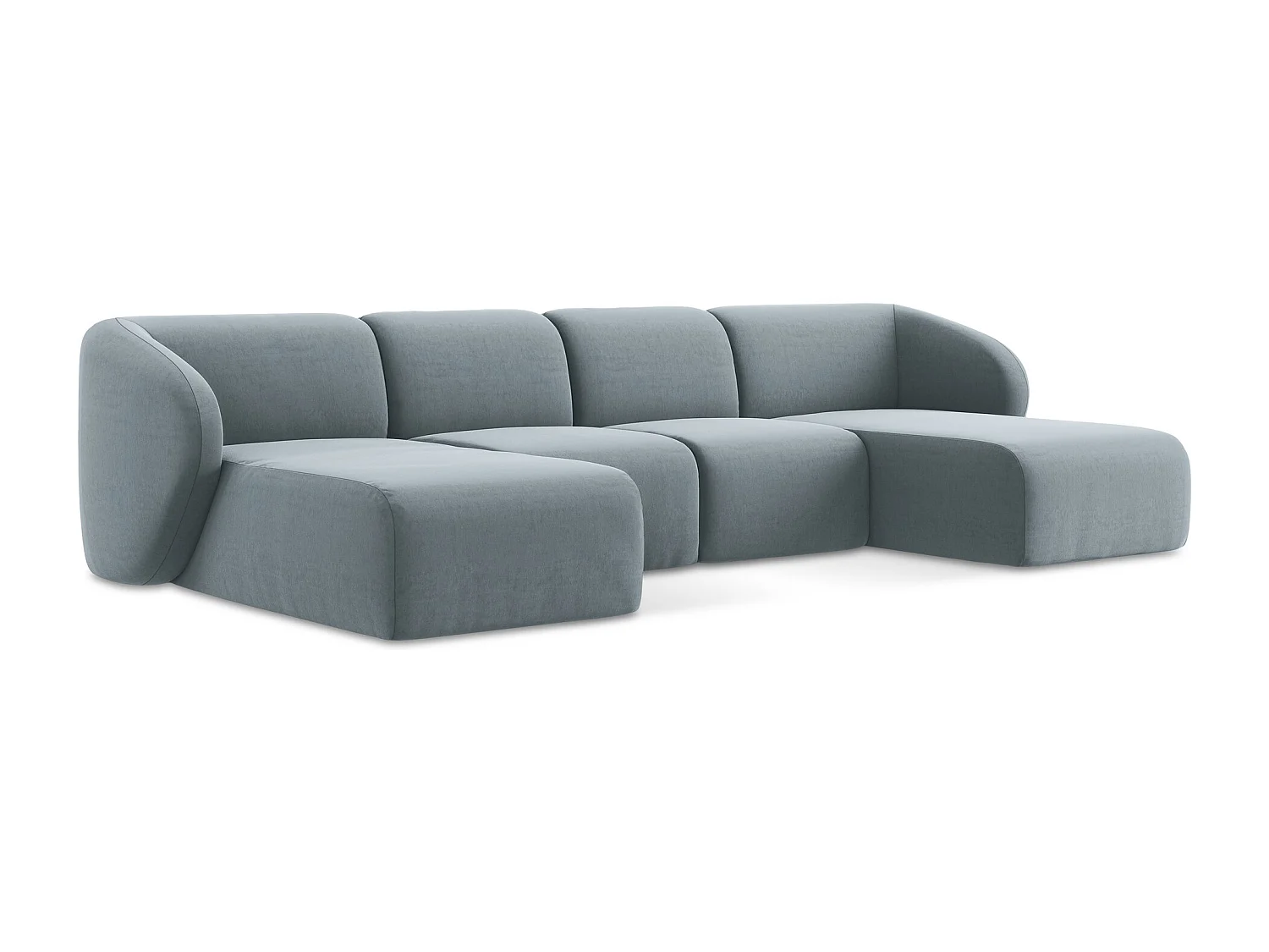 Sofa panoramiczna - z tkaniny welwetowej - jasny niebieski - LANI