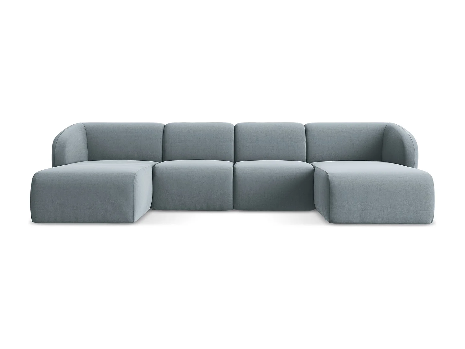 Sofa panoramiczna - z tkaniny welwetowej - jasny niebieski - LANI