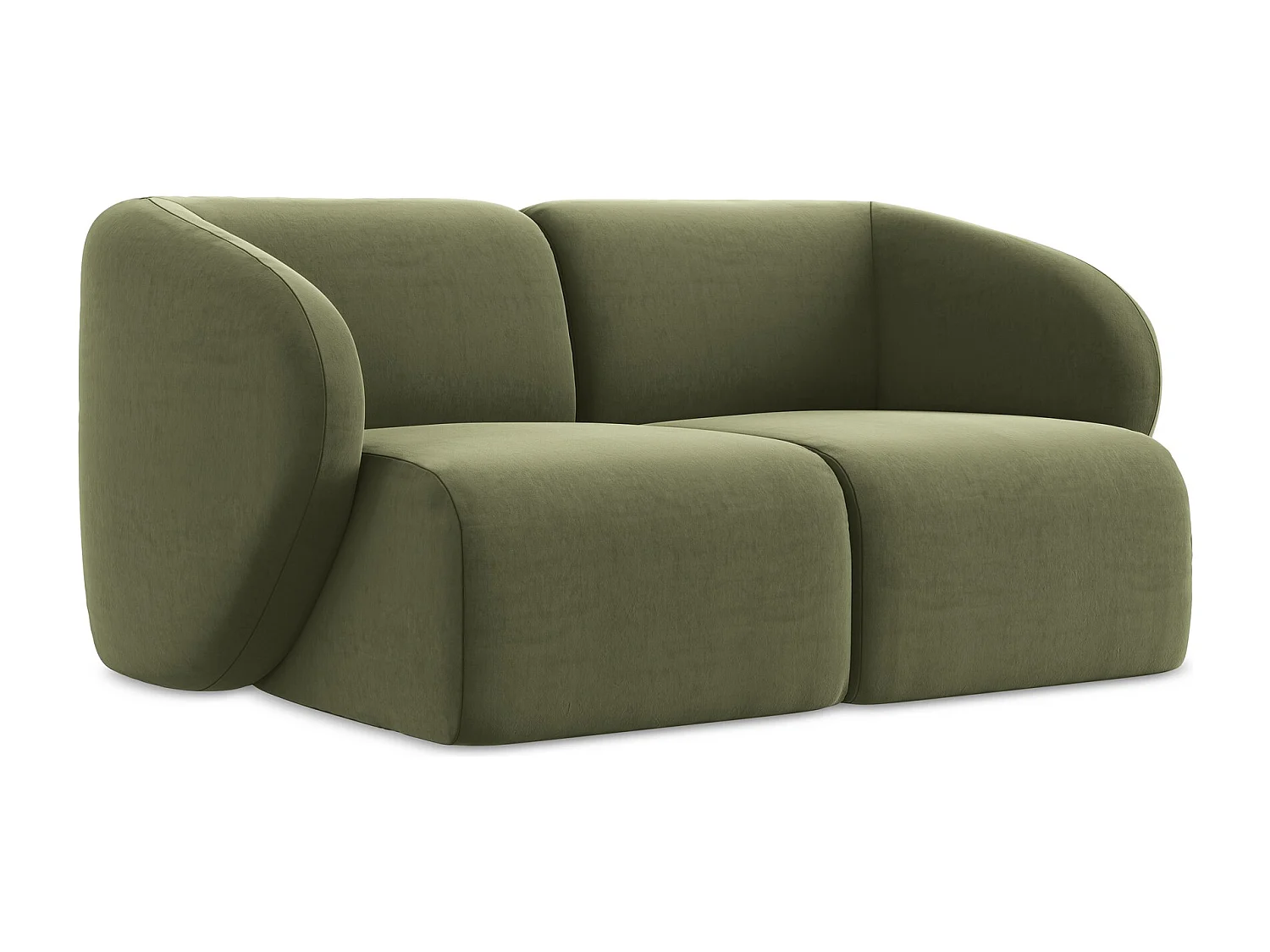 Modułowa sofa 2-osobowa - z tkaniny welwetowej - oliwkowy - LANI