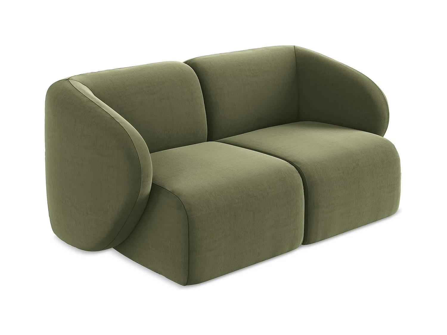 Modułowa sofa 2-osobowa - z tkaniny welwetowej - oliwkowy - LANI