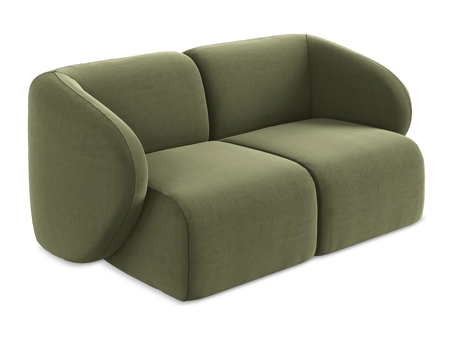 2-Sitzer Sofa - - Samt - Olive - LANI
