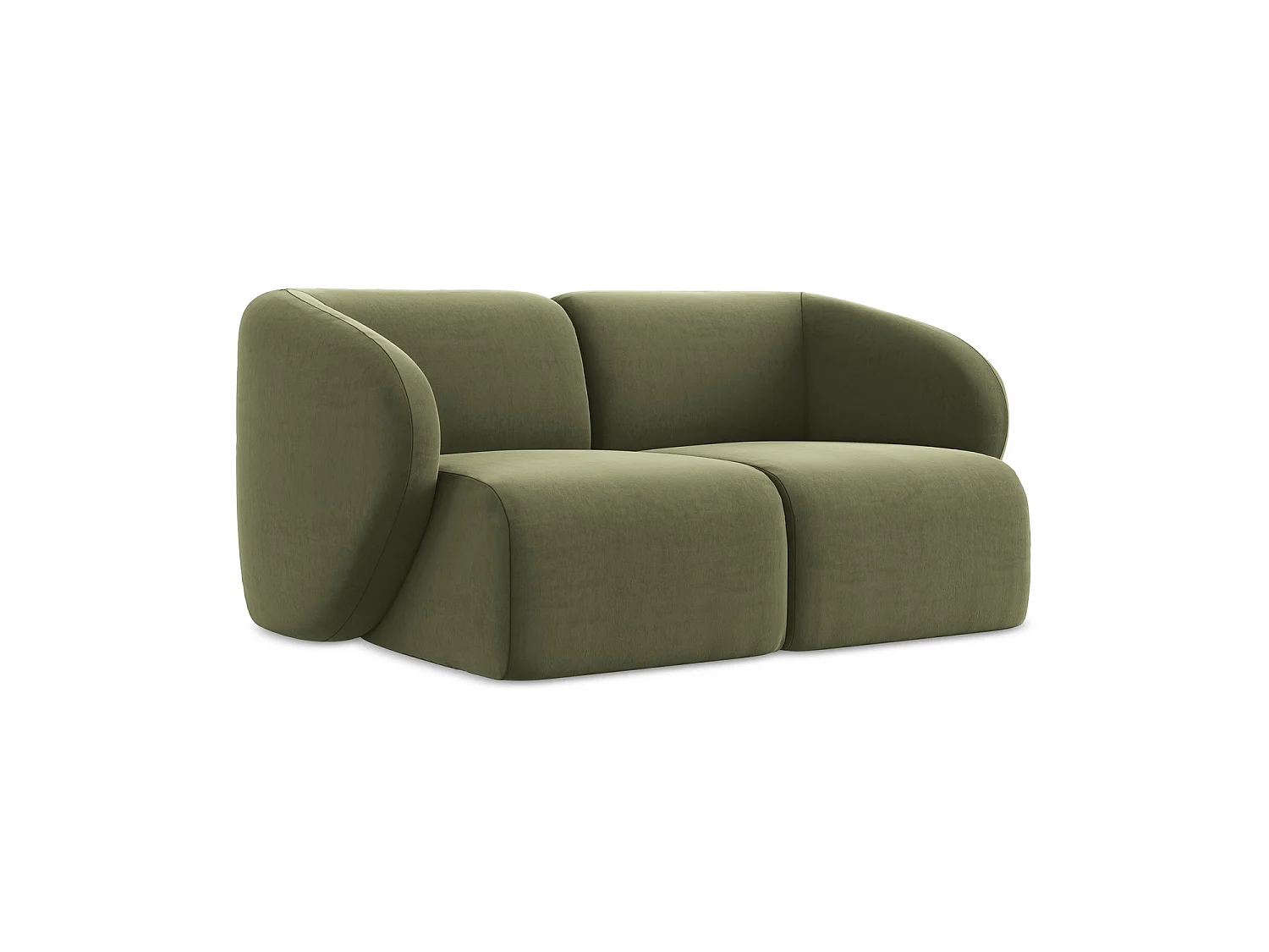 2-Sitzer Sofa - - Samt - Olive - CERVO