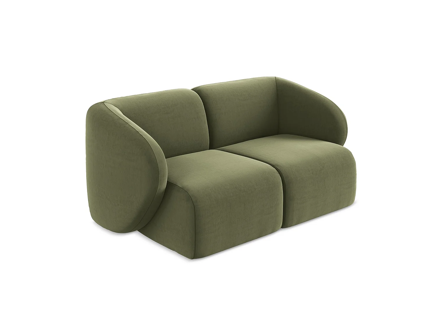 2-Sitzer Sofa - - Samt - Olive - CERVO