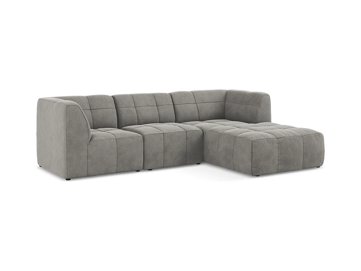 3-Sitzer Modulares Ecksofa - Ecke Rechts - Samt - Grau - ALOHA