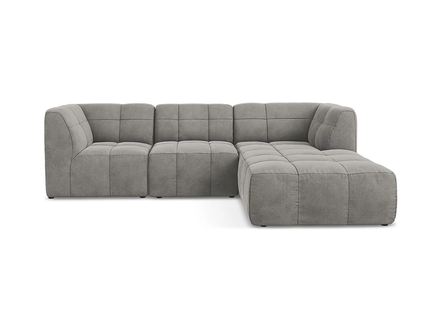 3-Sitzer Modulares Ecksofa - Ecke Rechts - Samt - Grau - ALOHA