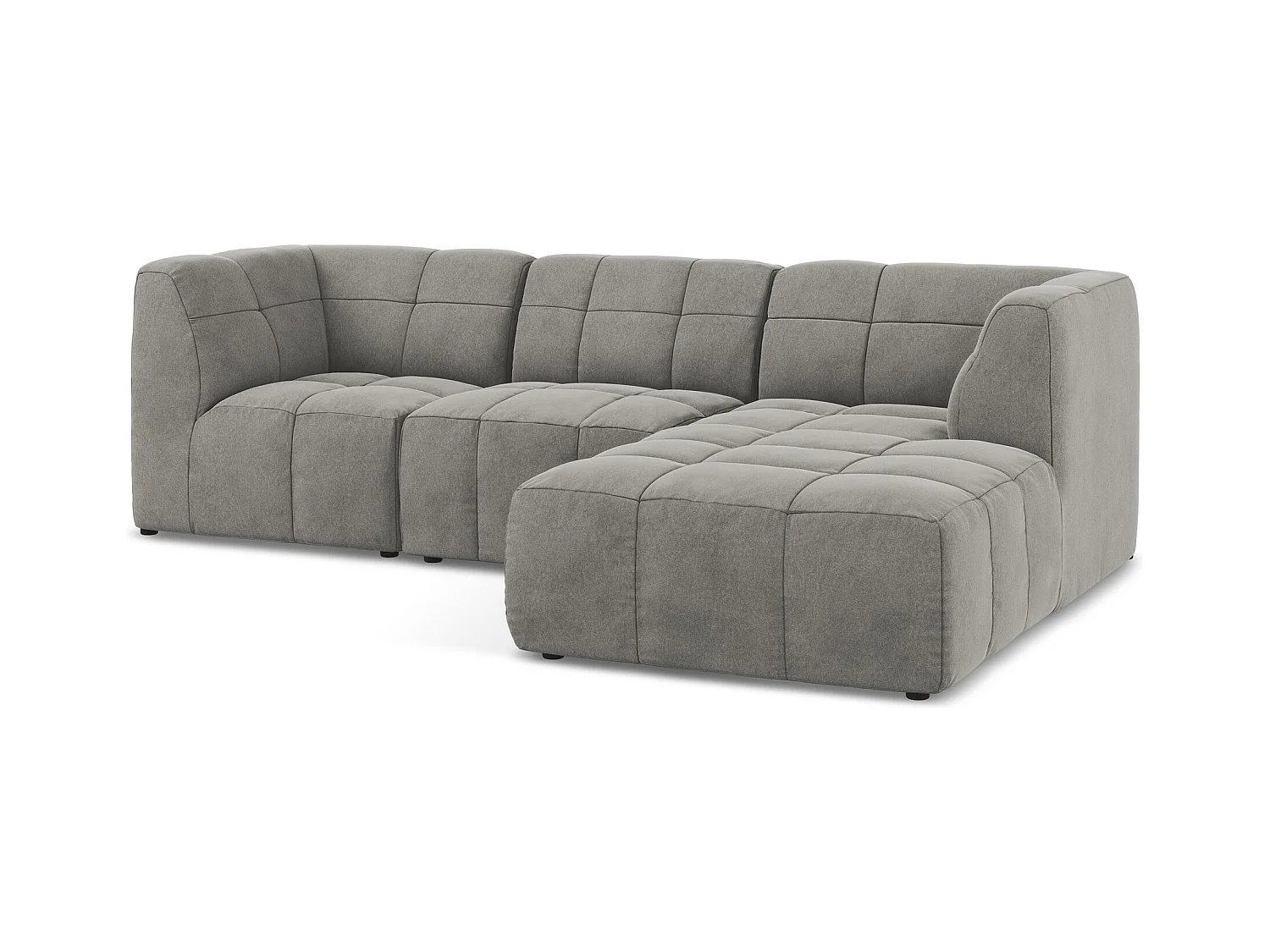 3-Sitzer Modulares Ecksofa - Ecke Rechts - Samt - Grau - ALOHA