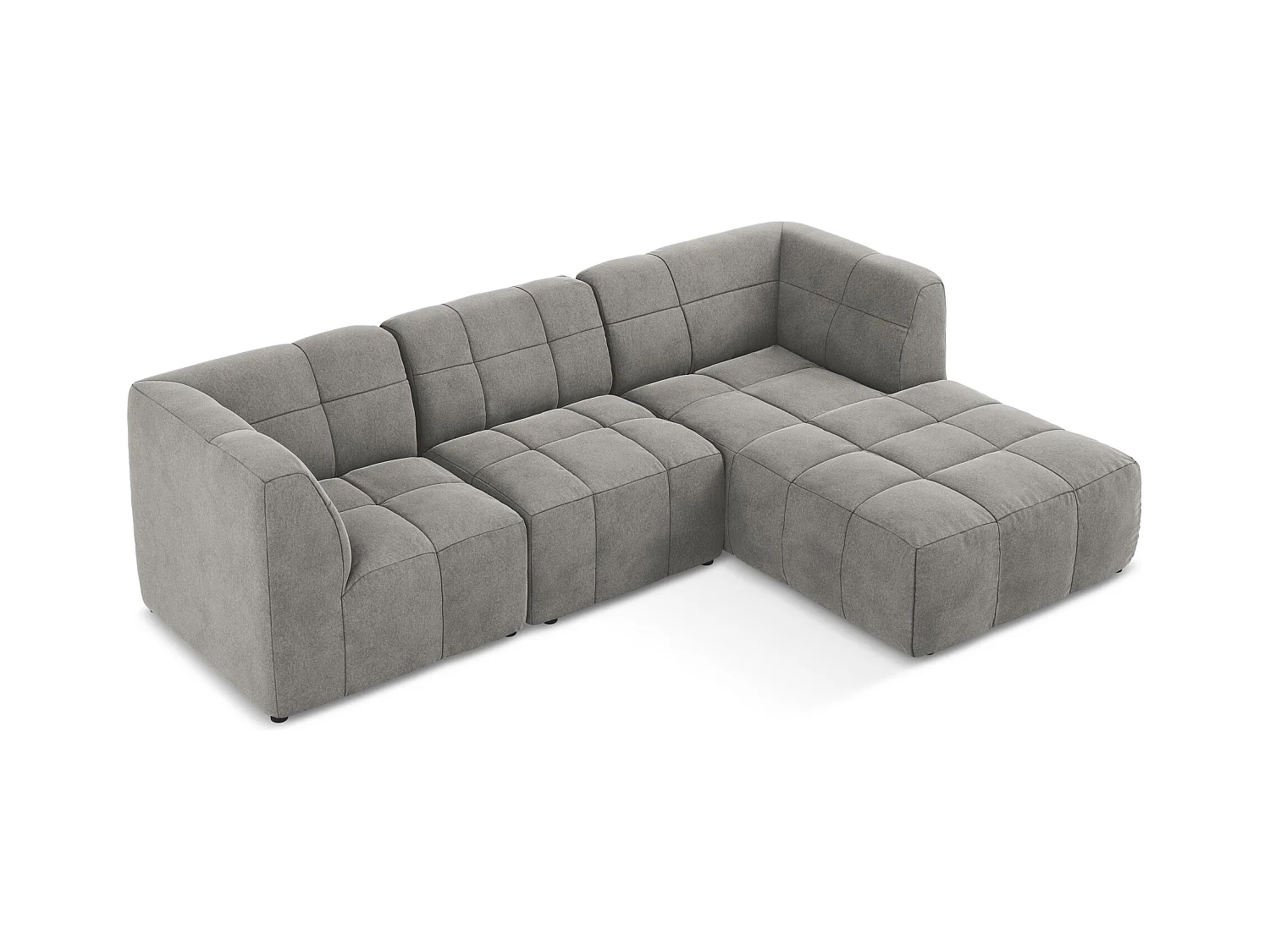 3-Sitzer Modulares Ecksofa - Ecke Rechts - Samt - Grau - ALOHA