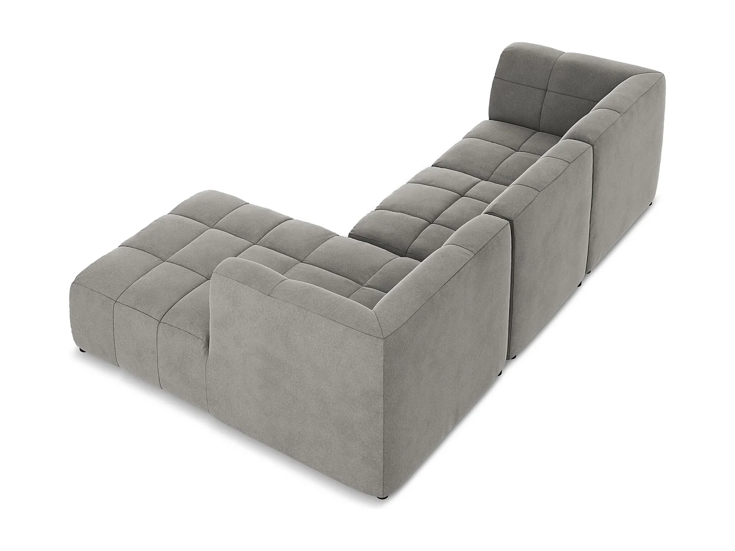 3-Sitzer Modulares Ecksofa - Ecke Rechts - Samt - Grau - ALOHA