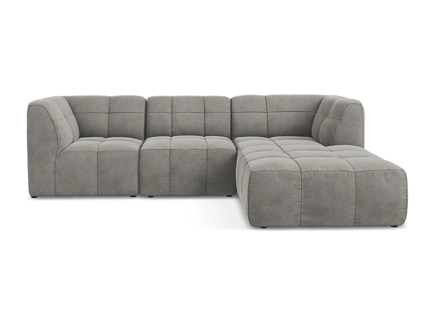 Canapé d'angle 3 places modulaire droit en velours - gris - ALOHA