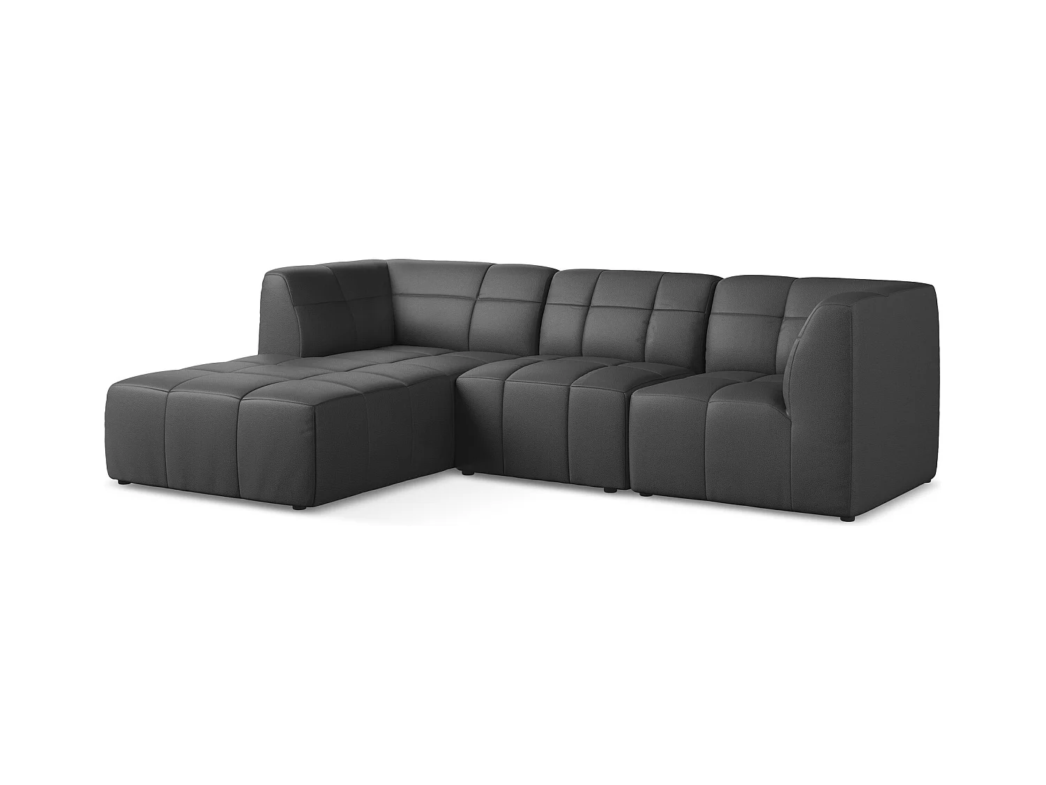 3-Sitzer Modulares Ecksofa - Ecke Links - Kunstleder - Grau - ALOHA