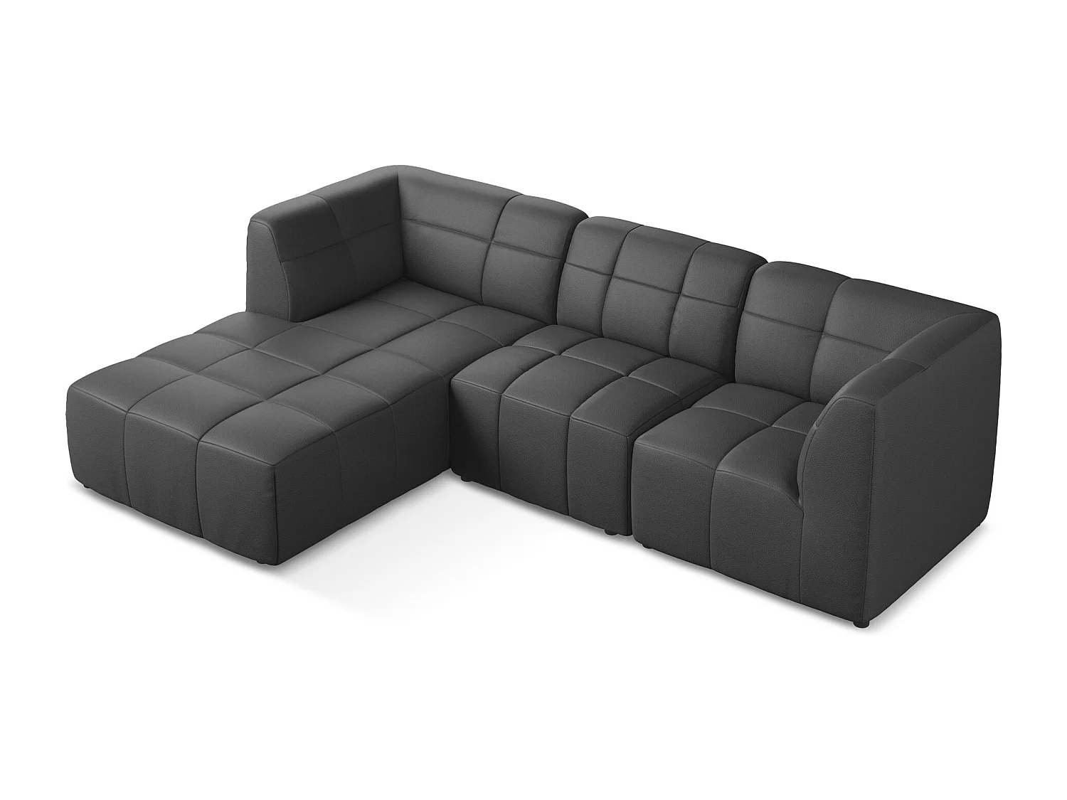 Canapé d'angle 3 places modulaire gauche en similicuir - gris - ALOHA