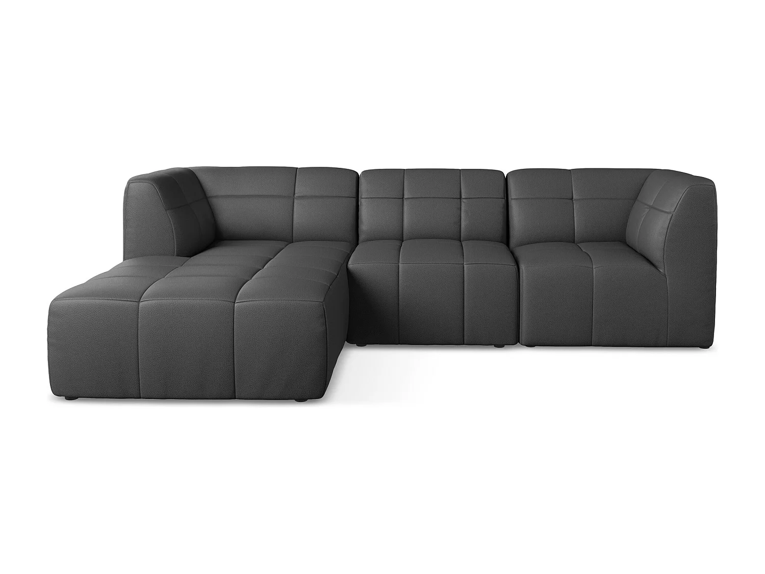 Canapé d'angle 3 places modulaire gauche en similicuir - gris - ALOHA