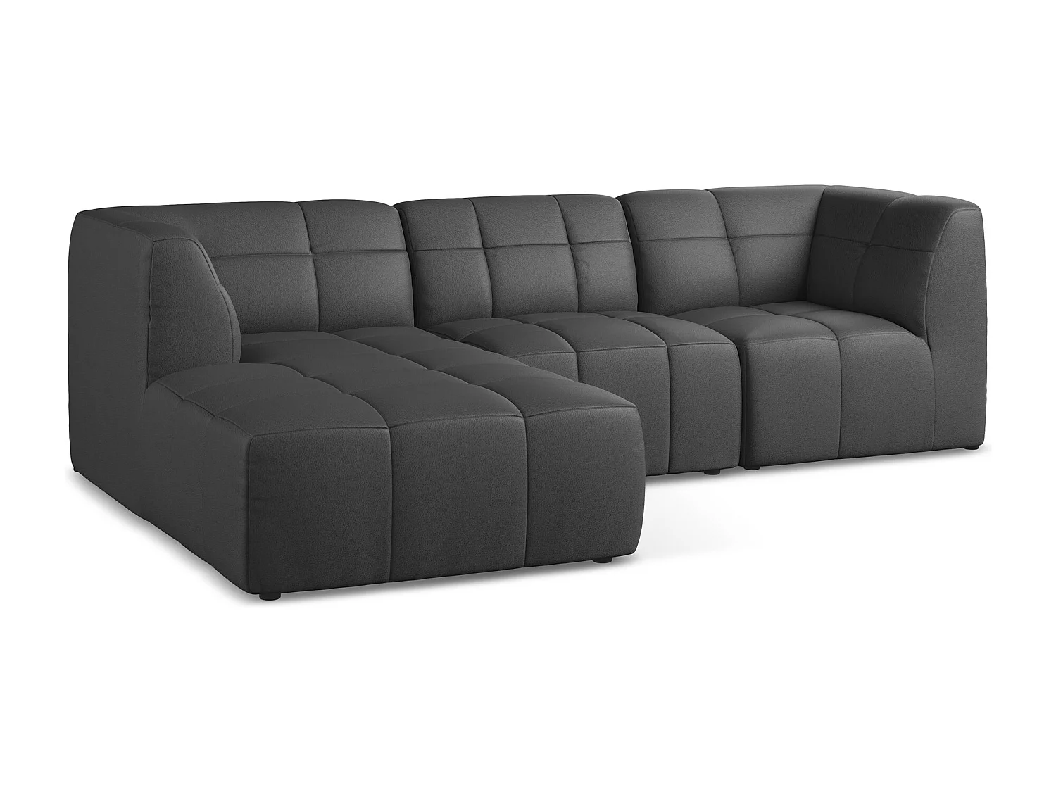 Canapé d'angle 3 places modulaire gauche en similicuir - gris - ALOHA