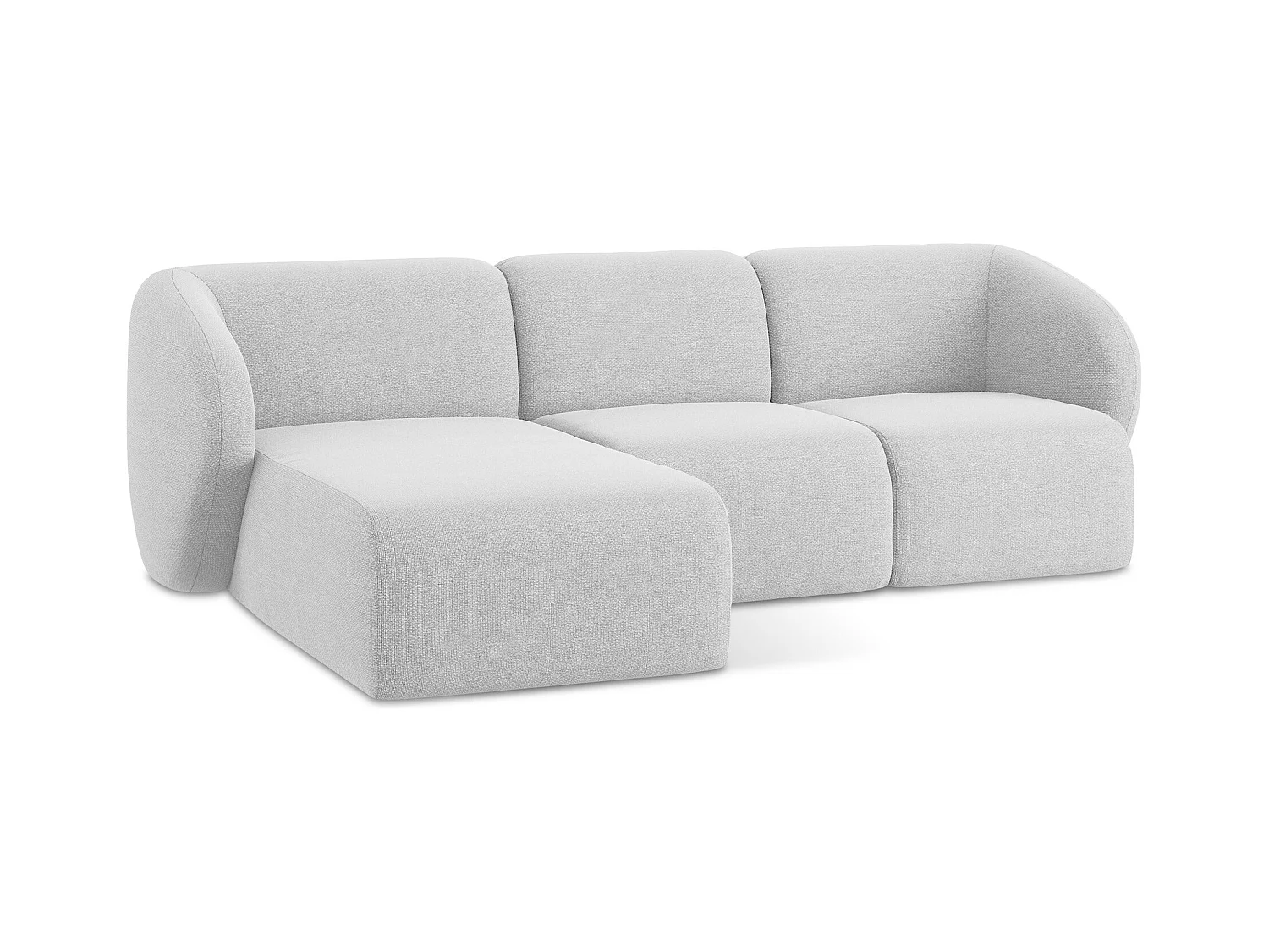 Canapé d'angle 3 places modulaire gauche en tissu bouclette - argent - LANI