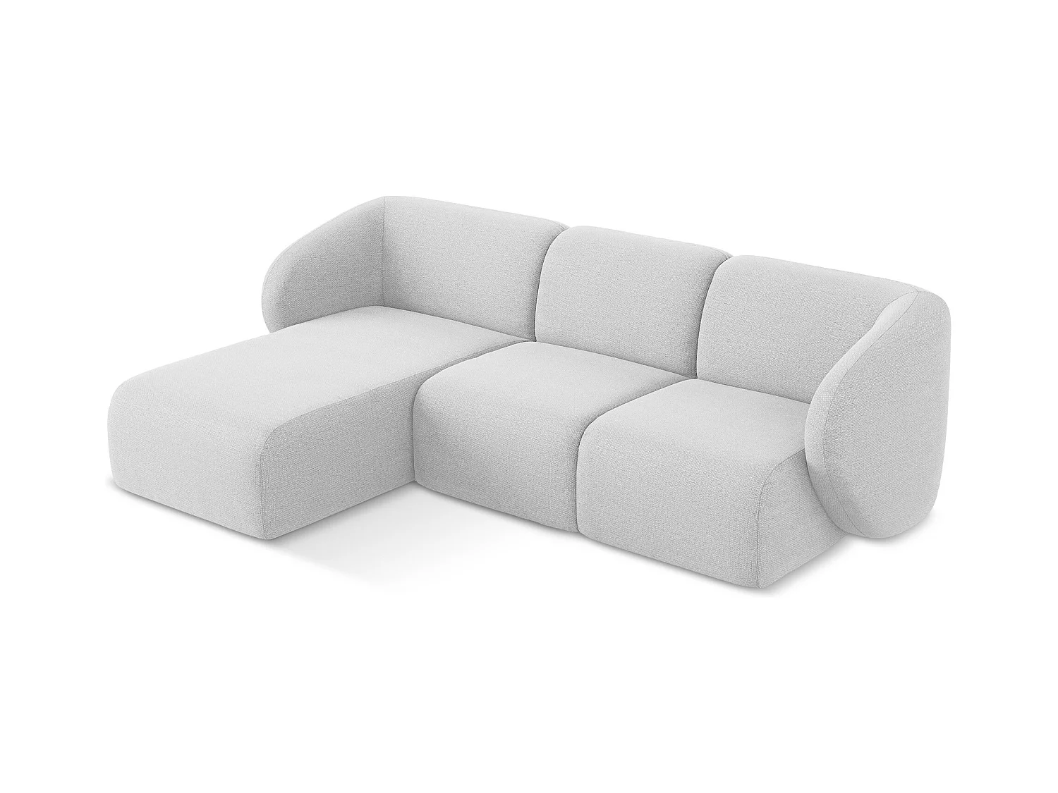 Canapé d'angle 3 places modulaire gauche en tissu bouclette - argent - LANI