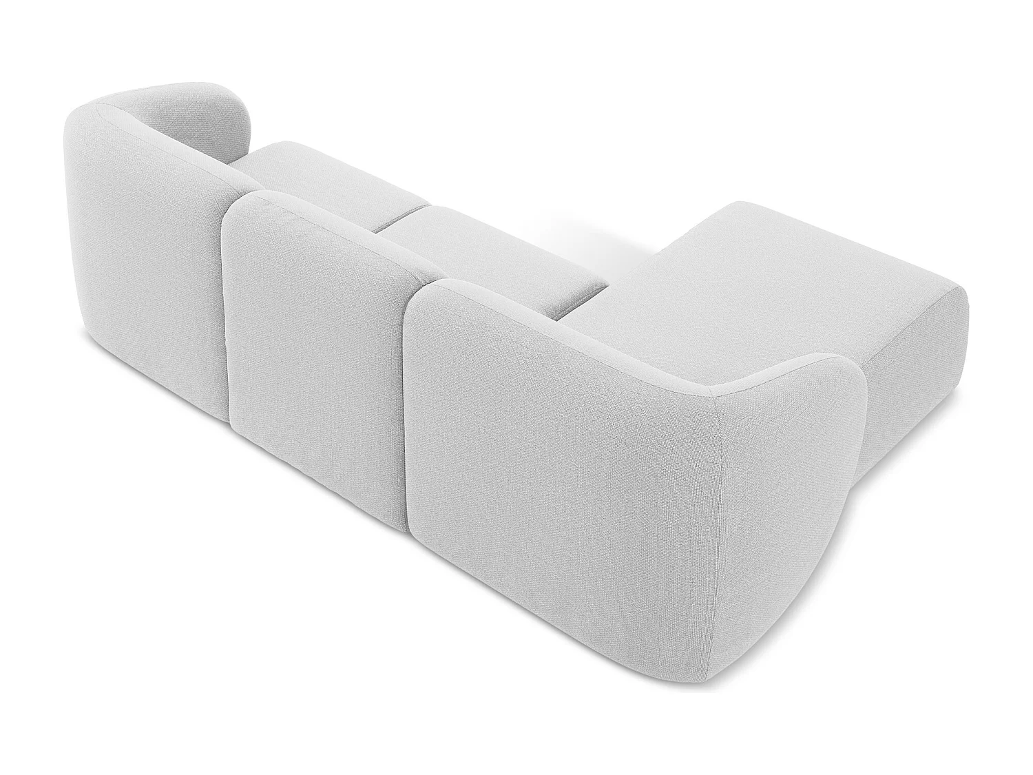 Canapé d'angle 3 places modulaire gauche en tissu bouclette - argent - LANI