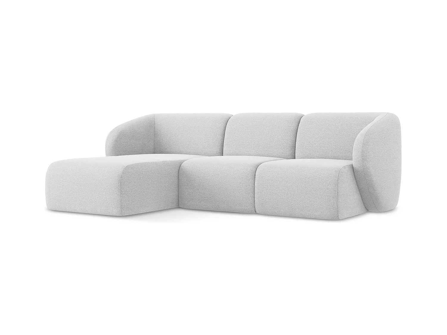 Canapé d'angle 3 places modulaire gauche en tissu bouclette - argent - LANI