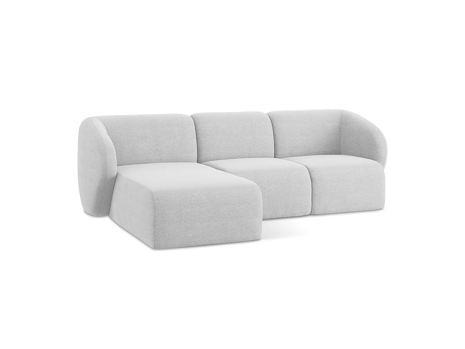 3-Sitzer Modulares Ecksofa - Ecke Links - Bouclé - Silber - CERVO