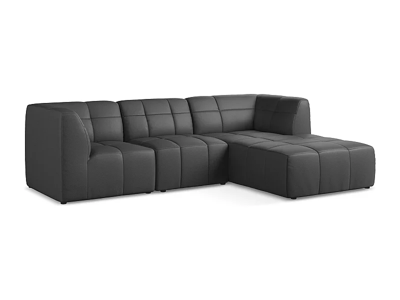 Modulaire hoekbank rechts van grijs kunstleer - ALOHA