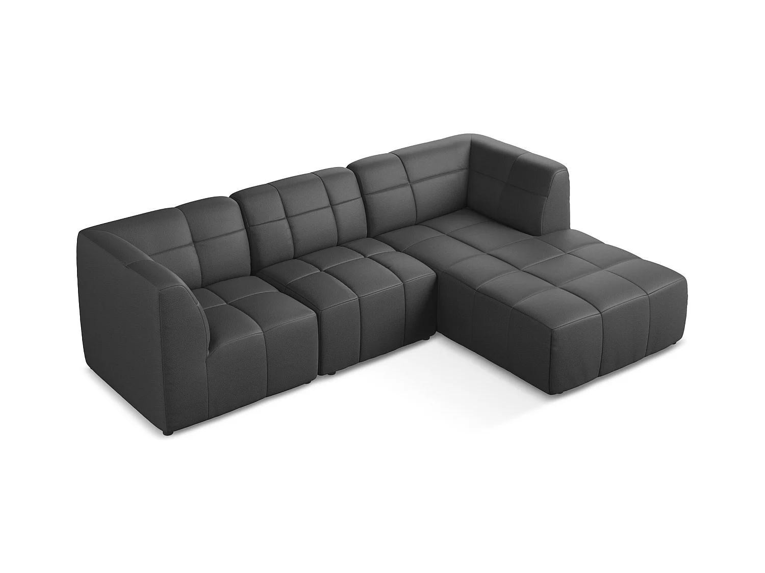 Modulaire hoekbank rechts van grijs kunstleer - ALOHA