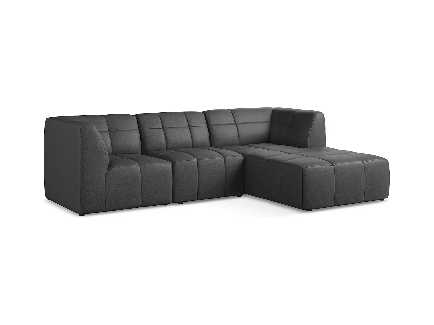 3-Sitzer Modulares Ecksofa - Ecke Rechts - Kunstleder - Grau - ALOHA