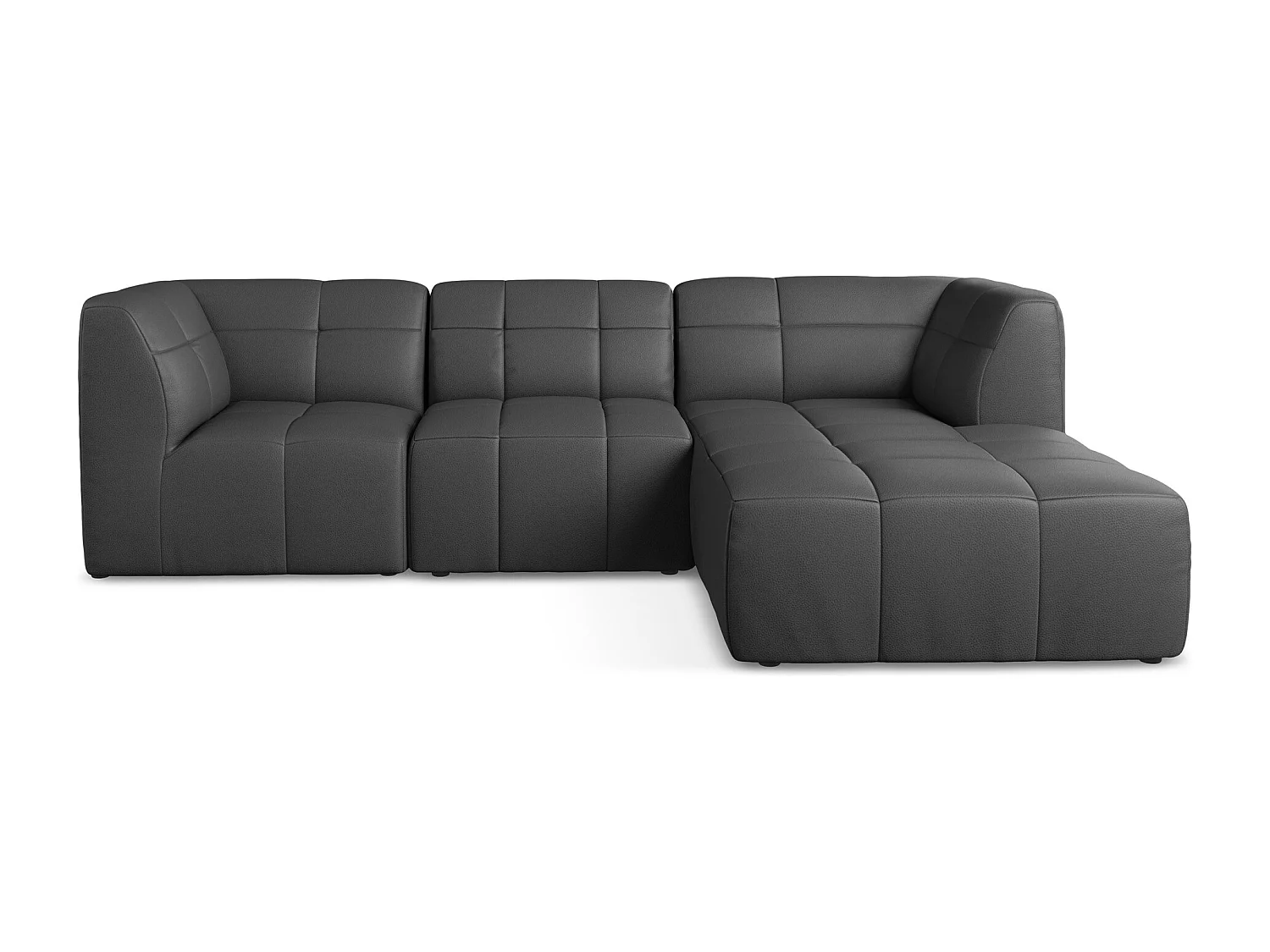 Sofá de canto modular direito 3 lugares em couro sintético cinza - ALOHA