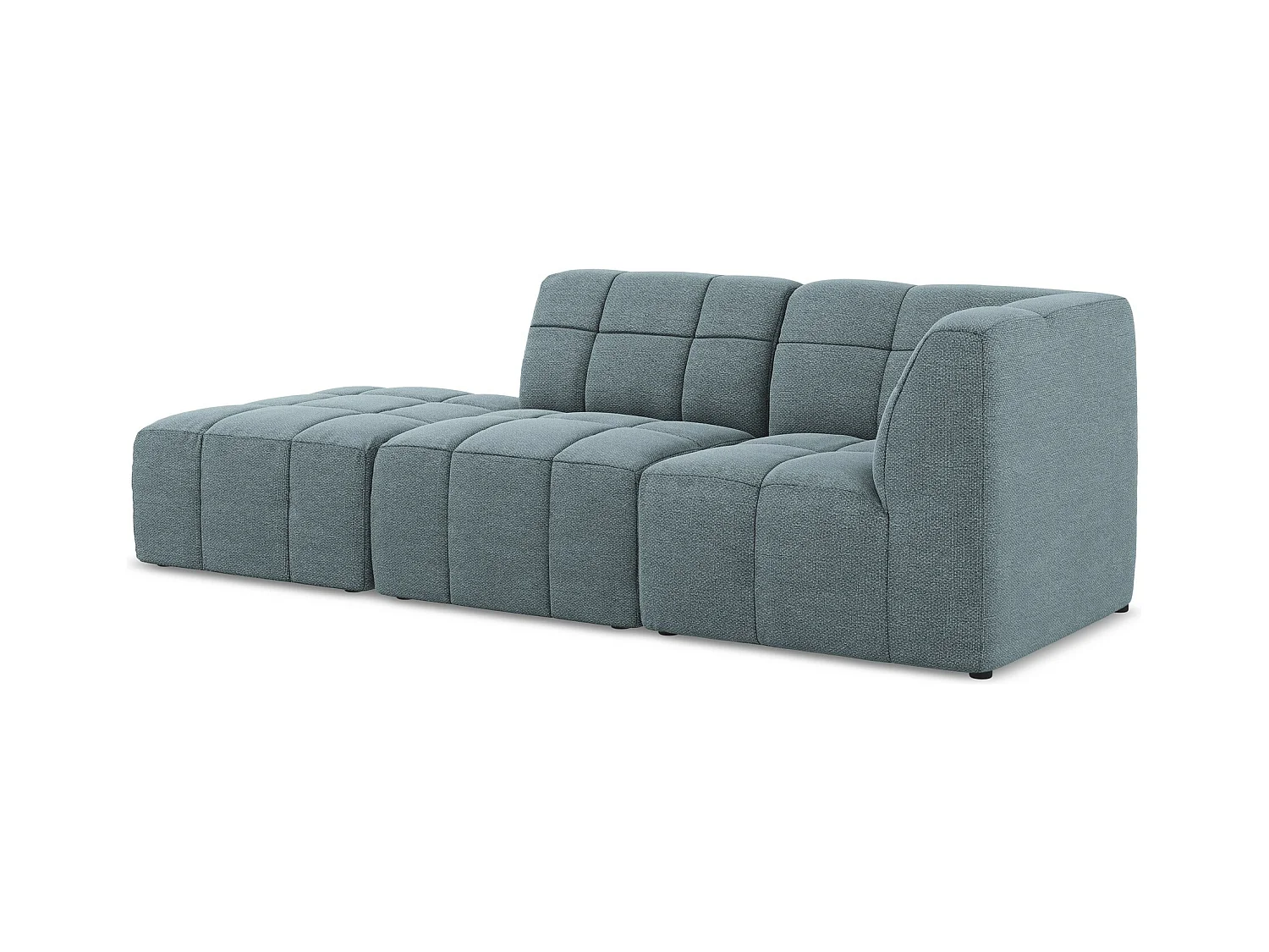 Canapé d'angle 3 places modulaire gauche en tissu bouclette - jeans - ALOHA