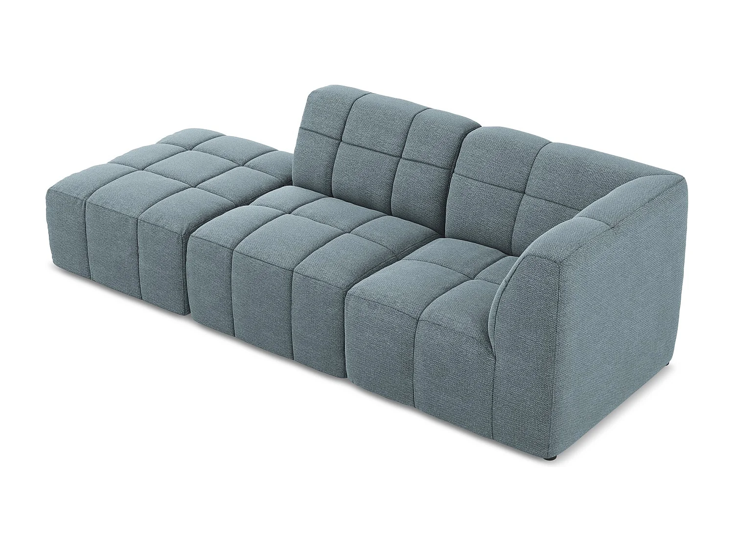 Canapé d'angle 3 places modulaire gauche en tissu bouclette - jeans - ALOHA