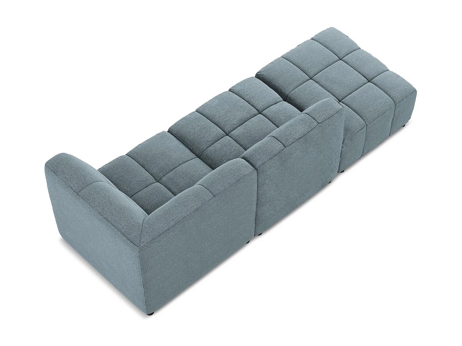 Canapé d'angle 3 places modulaire gauche en tissu bouclette - jeans - ALOHA